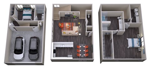 Floor plan for 2 beds, 2.5 baths, 1295 sqft